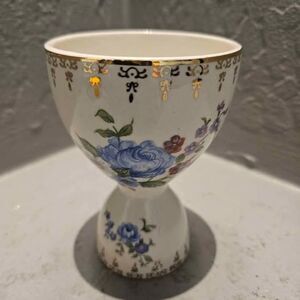 Aynsley Bone China Egg Cup Blue Floral and Gold Rimmed 4"